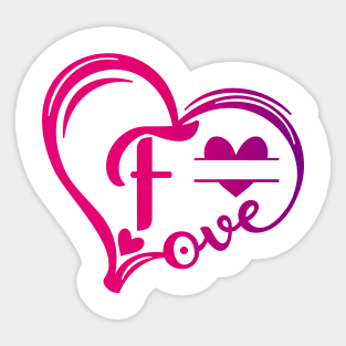 letter f monogram in the shape of love Sticker